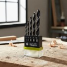 Jogo 5 Brocas Madeira Tamanho 4/5/6/8/10 Mm Com Estojo