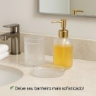 Kit Lavabo Porta Sabonete Líquido Bandeja E Pote De Vidro