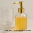 Kit Lavabo Porta Sabonete Líquido Bandeja E Pote De Vidro