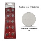 Bateria Pilha Botão Litium Cr 1220 3v Cartela C/10 Un