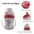 Copo De Transição Para Bebê C/ Alça E Bico Rígido 220ml Rosa