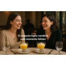 Conjunto De Vidro 6 Taças de Sobremesa com 6 Colheres