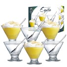 Conjunto De Vidro 6 Taças de Sobremesa com 6 Colheres