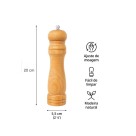  Moedor de Temperos em Madeira 20cm Elegante Prático Durável