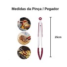 Pegador Pinça de Cozinha 25cm Antiaderente Silicone Aço Inox