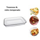 Assadeira de Vidro Temperado 4L Retangular Forno Micro-ondas