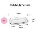 Assadeira de Vidro Temperado 4L Retangular Forno Micro-ondas