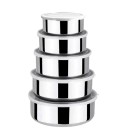 Conjunto de Potes Inox com Tampa 5 Peças 200ml a 1300ml