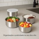 Conjunto de Potes Inox com Tampa 5 Peças 200ml a 1300ml