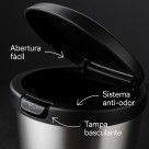 Lixeira Com tampa click label redondo 10L