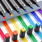 Conjunto Canetas Marcador Colorida Ponta Dupla Kit 24 Cores Estojo Escolar Canetinha