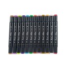 Conjunto Canetas Marcador Colorida Ponta Dupla Kit 12 Cores Estojo Escolar Canetinha