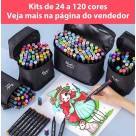 Conjunto Canetas Marcador Colorida Ponta Dupla Kit 80 Cores Estojo Escolar Canetinha