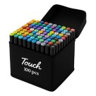 Conjunto Canetas Marcador Colorida Ponta Dupla Kit 100 Cores Estojo Escolar Canetinha