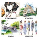 Conjunto Canetas Marcador Colorida Ponta Dupla Kit 120 Cores Estojo Escolar Canetinha