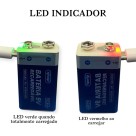 Bateria 9v Recarregável 500mah Com Cabo Tipo-c 