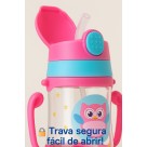 Garrafa De Água Infantil 400ml Alça Dupla C/ Canudo Silicone Cor Rosa