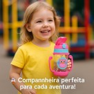 Garrafa De Água Infantil 400ml Alça Dupla C/ Canudo Silicone Cor Rosa