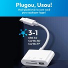 Adaptador Tipo Usb C 3 Em 1 Para Tf/sd/usb