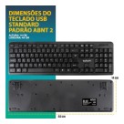 Teclado Usb Para Pc Notebook Silencioso Macio Abnt2 Com Fio Preto