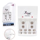 Carregador Pilha Bateria 9v Knup Auto Stop C/ 4 Aa 4500 Mah