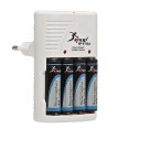 Carregador Pilha Bateria 9v Knup Auto Stop C/ 4 Aa 4500 Mah