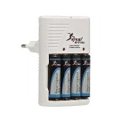 Carregador Pilha Bateria 9v Knup Auto Stop C/ 4 Aa 4500 Mah