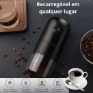 Moedor De Cafe Graos Eletrico Portatil Recarregavel Usb Inox Preto