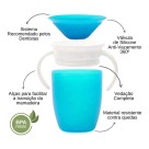 Copo Infantil 360 Transicao Antivazamento S/ Bico Com Alça Azul