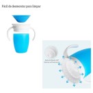 Copo Infantil 360 Transicao Antivazamento S/ Bico Com Alça Azul