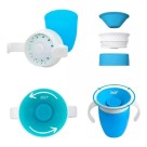 Copo Infantil 360 Transicao Antivazamento S/ Bico Com Alça Azul