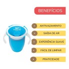 Copo Infantil 360 Transicao Antivazamento S/ Bico Com Alça Azul