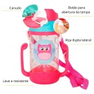 Garrafa De Água Infantil 400ml Alça Dupla C/ Canudo Silicone Cor Rosa