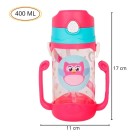 Garrafa De Água Infantil 400ml Alça Dupla C/ Canudo Silicone Cor Rosa