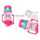 Garrafa De Água Infantil 400ml Alça Dupla C/ Canudo Silicone Cor Rosa