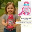 Garrafa De Água Infantil 400ml Alça Dupla C/ Canudo Silicone Cor Rosa