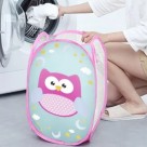 Cesto De Roupa Organizador Multiuso Tecido Dobrável Coruja Telado