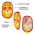 Cesto De Roupa Organizador Multiuso Tecido Dobrável Cachorro Telado