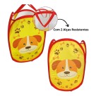 Cesto De Roupa Organizador Multiuso Tecido Dobrável Cachorro Telado