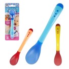 Colher Infantil Termo Sensível Proteção Silicone Bebe Azul